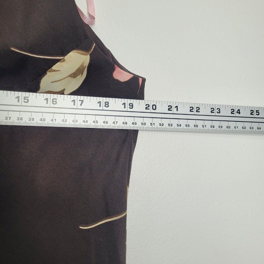 Studio I brown pink flower print modest church midi maxi sleeveless dress 14 - Picture 5 of 7
